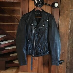 Vintage YKK Black Leather Biker Jacket